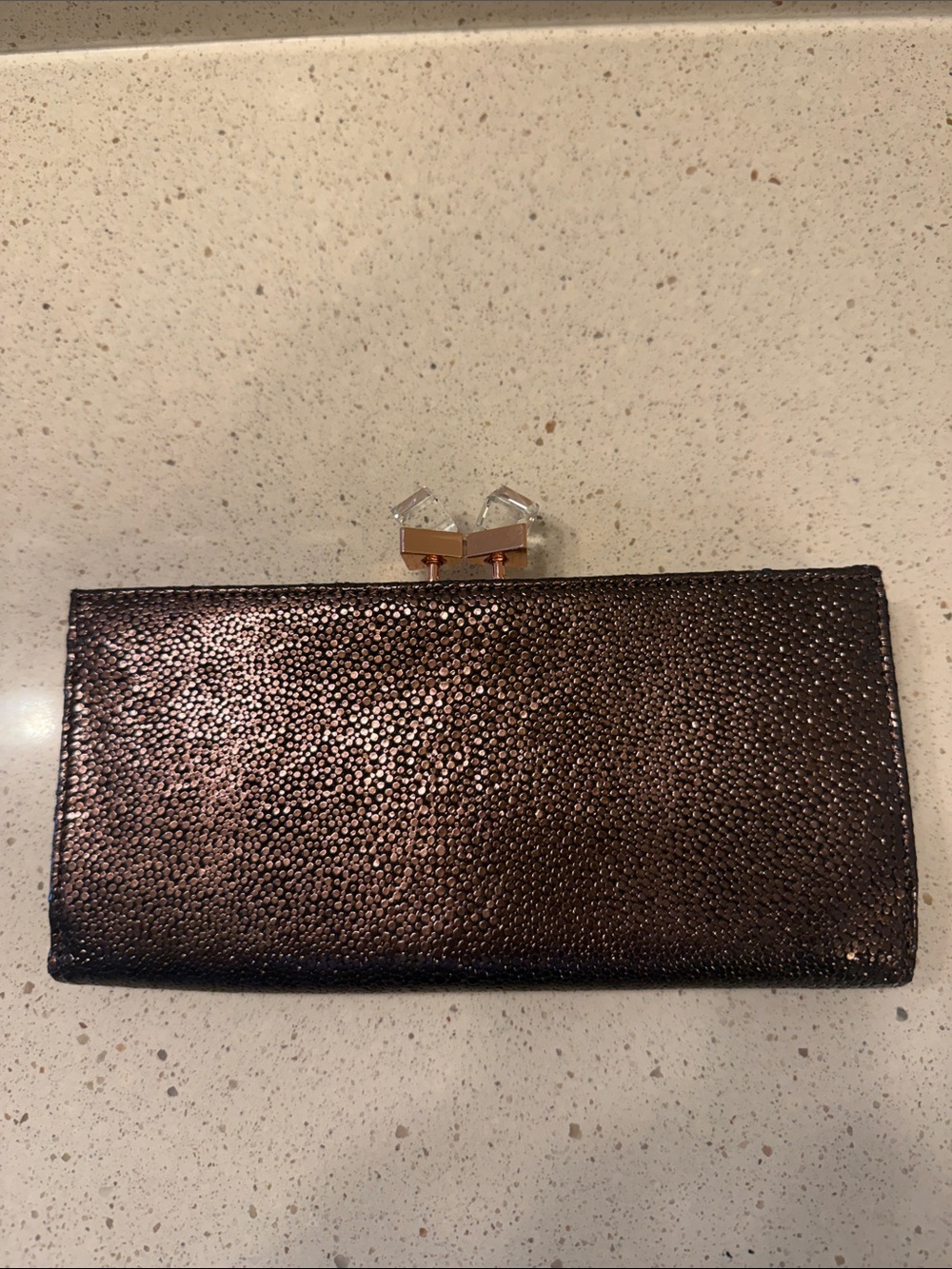 Ted Baker Sparkle Evening Clutch in Bronze with Rose Gold hardware